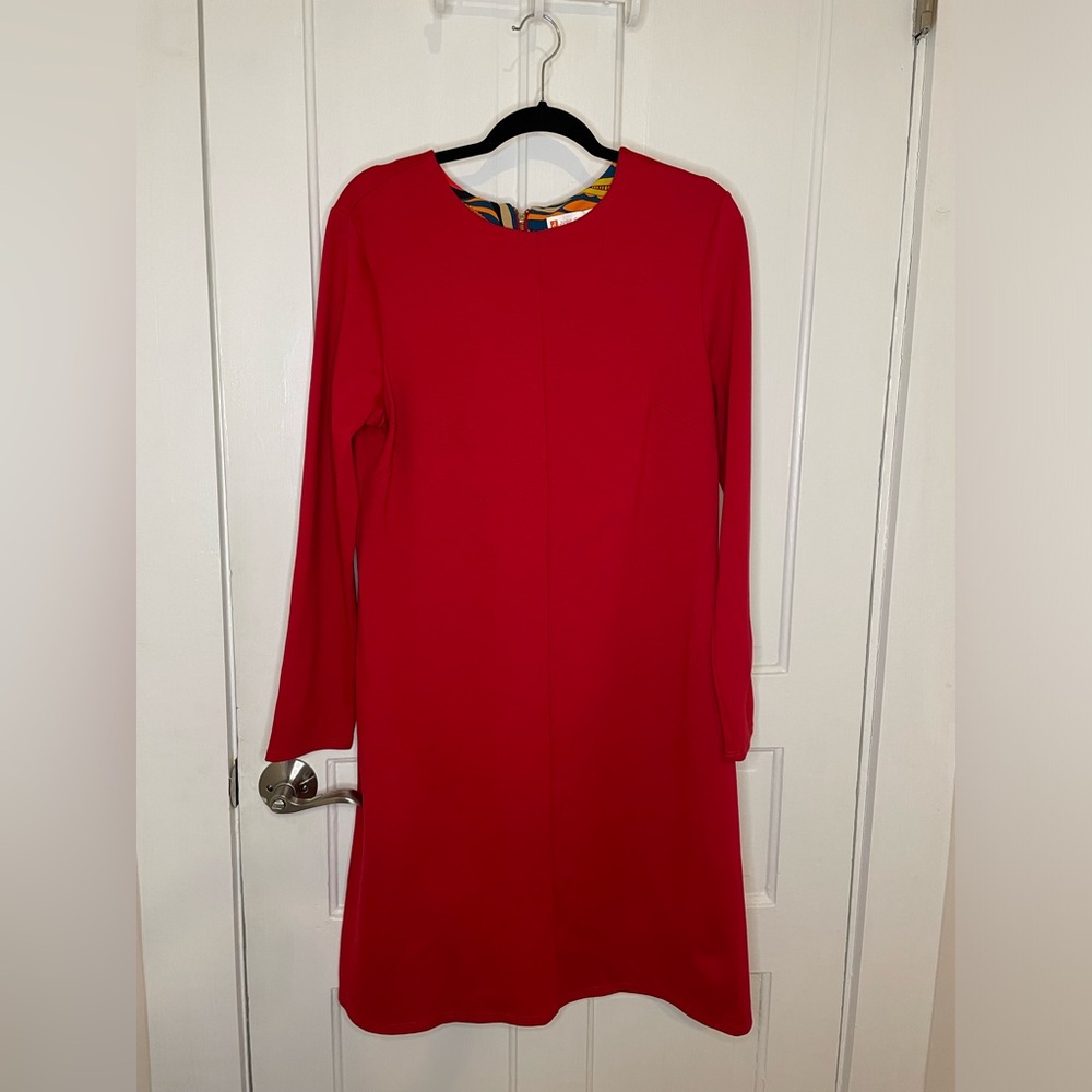 Jude Connally Red Karlie Ponte Dress Long Sleeves A-Line Stretch